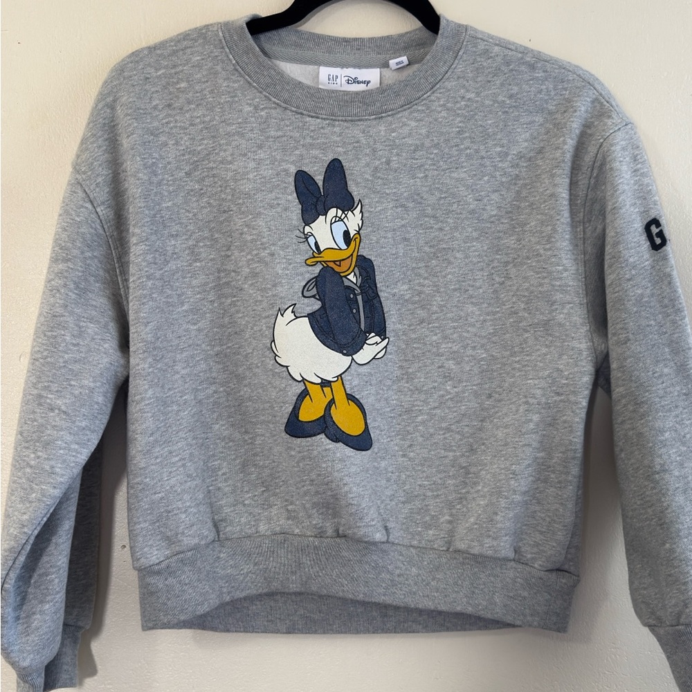 Gap Disney Gray Daisy Duck Sweatshirt Size 10/12 Graphic Pullover